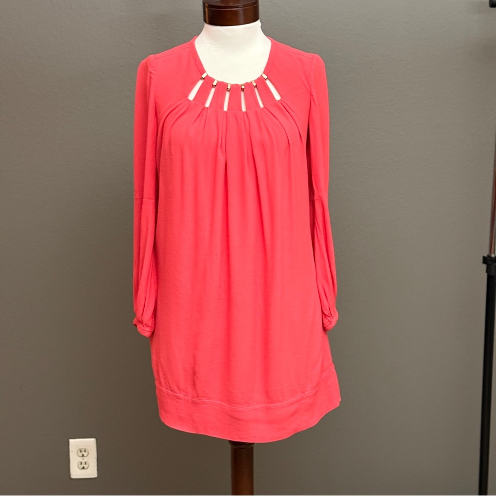 Diane Von Furstenberg Pink coral Metal embellished shift dress Sz 0